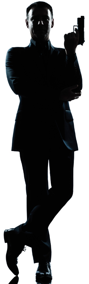 Gun by Walther, suit by Primark